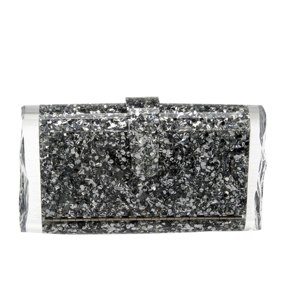 NWT RARE Edie Parker Mini Lara Clutch - Silver Confetti - Picture 4 of 12